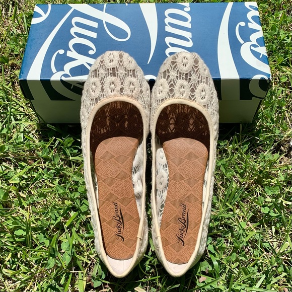 Lucky Brand Laced Cream Ballet Flats - Picture 8 of 12
